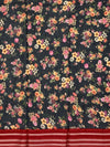 Charcoal & Crimson Floral Cotton Saree