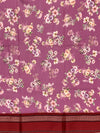 Vibrant Magenta Floral Printed Cotton Saree with Maroon Border
