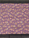 Lavender Dusk: Floral Cotton Saree with Charcoal Black Zari Border
