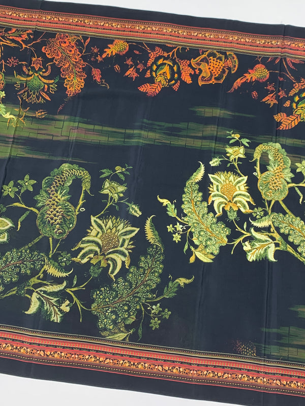 Crepe Floral Printed Saree Black In Colour