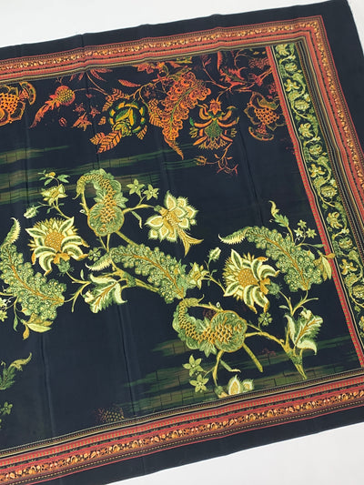 Crepe Floral Printed Saree Black In Colour