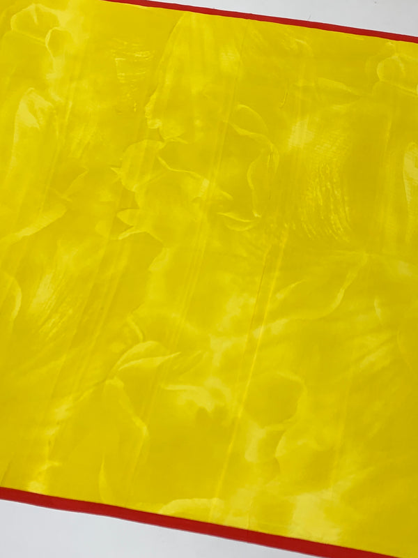 Crepe Floral Printed Saree Yellow In Colour