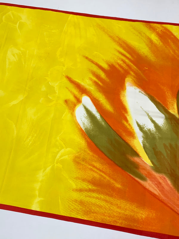 Crepe Floral Printed Saree Yellow In Colour