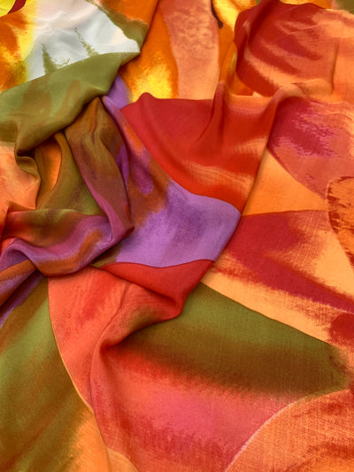 Crepe Floral Printed Saree Yellow In Colour
