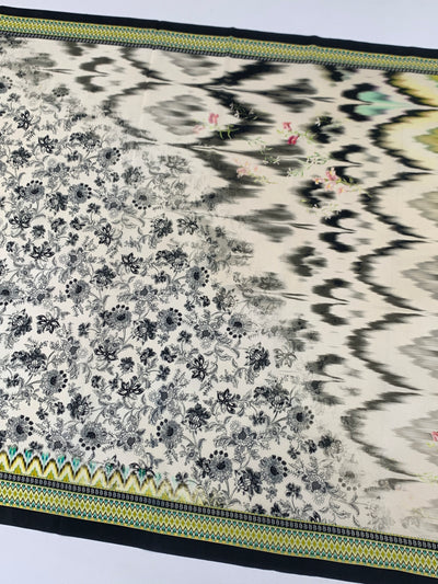 Crepe Floral Printed Saree Cream In Colour
