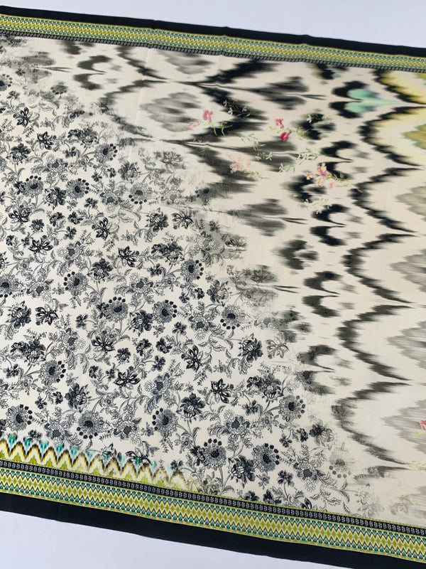 Crepe Floral Printed Saree Cream In Colour