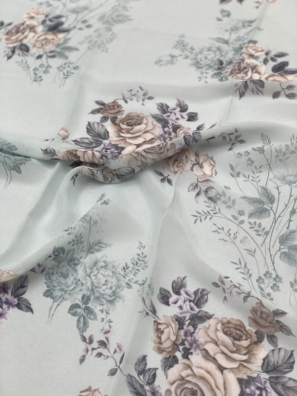 Georgette Floral Printed Saree Ice-Blue In Colour