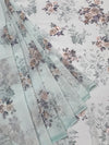 Georgette Floral Printed Saree Ice-Blue In Colour