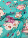 Georgette Floral Printed Saree Turquoise-Blue In Colour