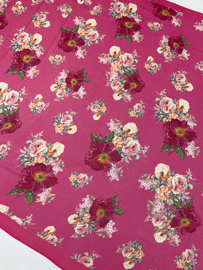 Georgette Floral Printed Saree Pink In Colour