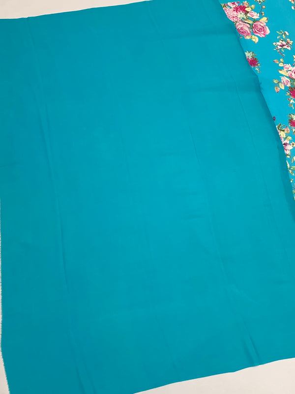 Georgette Floral Printed Saree Light-Blue In Colour