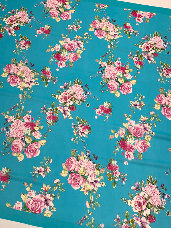 Georgette Floral Printed Saree Light-Blue In Colour