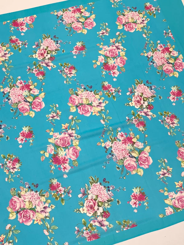 Georgette Floral Printed Saree Light-Blue In Colour