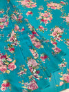 Georgette Floral Printed Saree Light-Blue In Colour