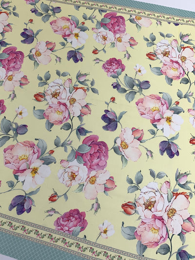 Georgette Floral Printed Saree Light Lemon-Yellow In Colour