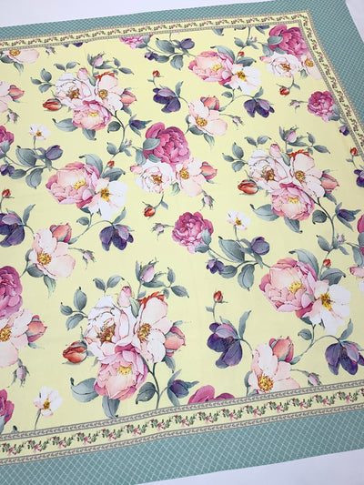 Georgette Floral Printed Saree Light Lemon-Yellow In Colour