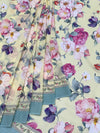 Georgette Floral Printed Saree Light Lemon-Yellow In Colour