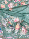 Georgette Floral Printed Saree Sea-Green In Colour