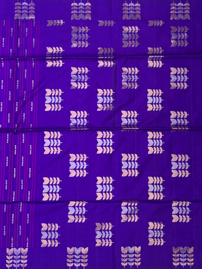 Royal Purple Soft Silk Saree with Woven Zari Leaf Motifs