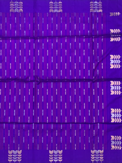 Royal Purple Soft Silk Saree with Woven Zari Leaf Motifs