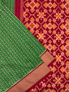 Ikat Saree Bottle-Green In Colour