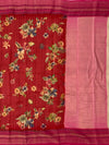 Tussore Prints Saree Red In Colour
