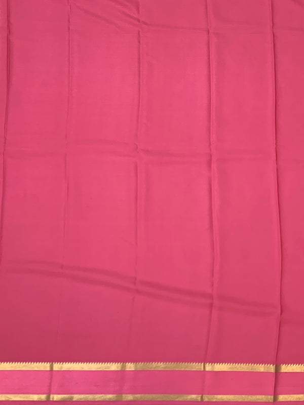 Elegant Light Pink Mysore Silk Saree with Gold Zari Motifs & Rich Pallu
