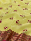 Chanderi Kora Saree Yellow In Colour