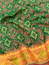 Rajkot Patola Saree Bottle-Green In Color