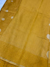 Mustard Tussar Tissue Saree with Polka Motifs
