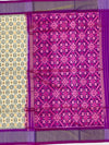 White & Purple Ikat Silk Saree