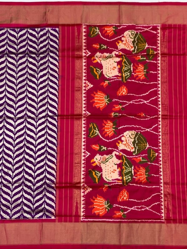 Exquisite Handloom Ikat Silk Saree in Purple & Magenta