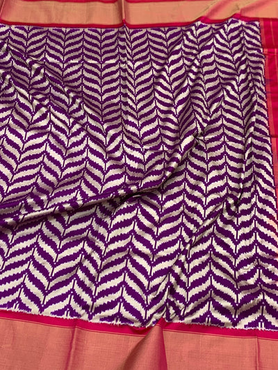 Exquisite Handloom Ikat Silk Saree in Purple & Magenta