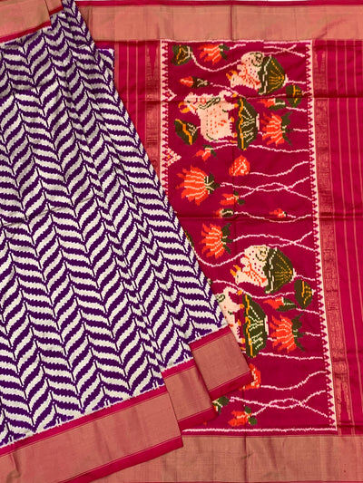 Exquisite Handloom Ikat Silk Saree in Purple & Magenta