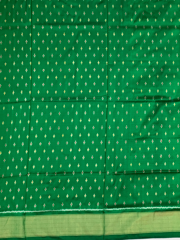Handcrafted Emerald Green Ikat Silk Saree