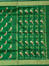 Handcrafted Emerald Green Ikat Silk Saree