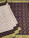 Exquisite Handloom Cream Ikat Silk Saree