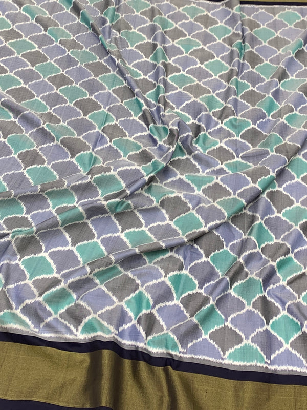 Exquisite Pastel Color Ikat Silk Saree