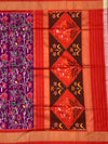 Exquisite Purple & Crimson Ikat Silk Saree