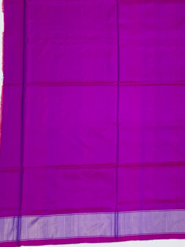 White & Purple Ikat Silk Saree