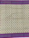 White & Purple Ikat Silk Saree