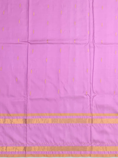 Exquisite Black & White Checked Kanjeevaram Silk Saree with Floral Applique and Lilac Border