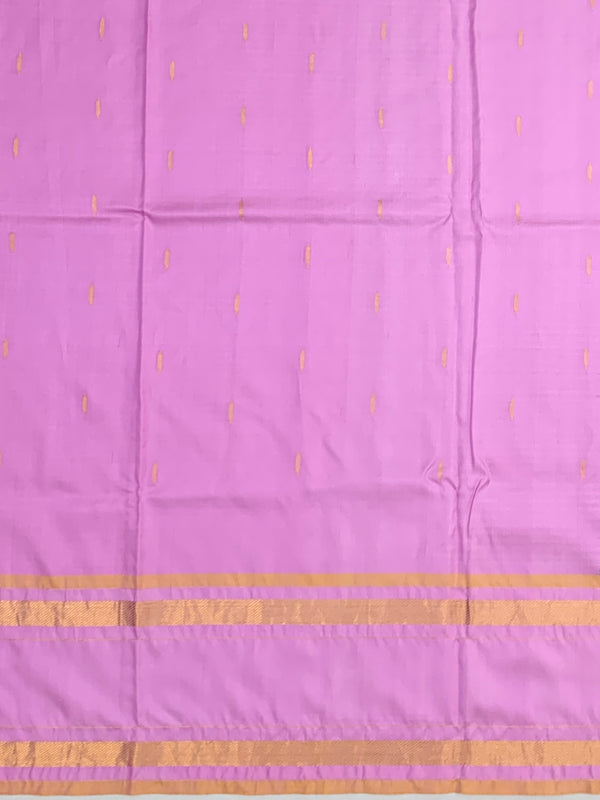 Exquisite Black & White Checked Kanjeevaram Silk Saree with Floral Applique and Lilac Border