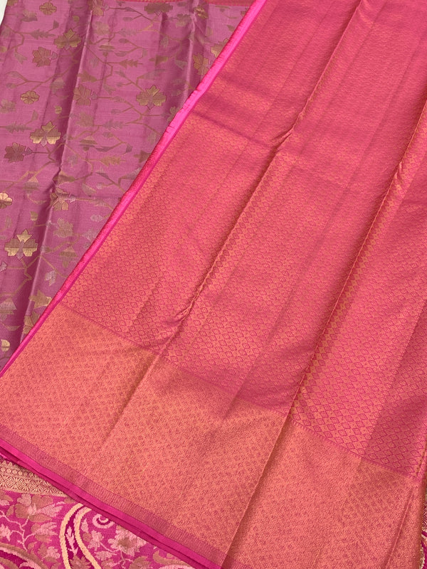 Kanjeevaram Silk Saree Light-Magenta In Colour