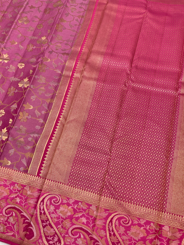 Kanjeevaram Silk Saree Light-Magenta In Colour
