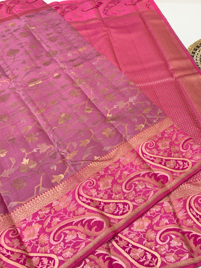 Kanjeevaram Silk Saree Light-Magenta In Colour