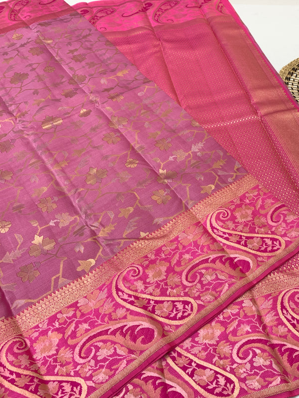 Kanjeevaram Silk Saree Light-Magenta In Colour