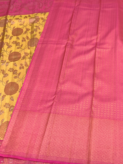 Kanjeevaram Silk Saree Mango-Yellow In Colour