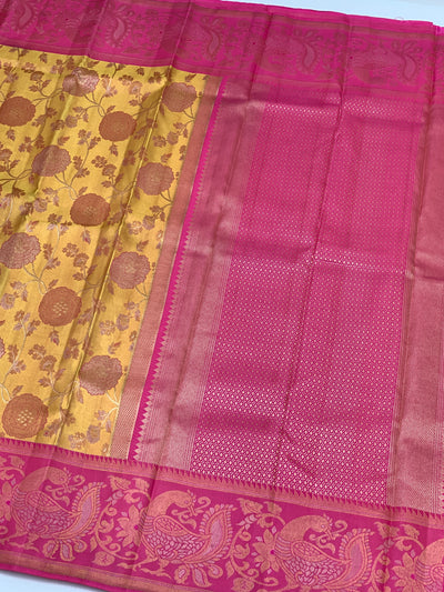 Kanjeevaram Silk Saree Mango-Yellow In Colour