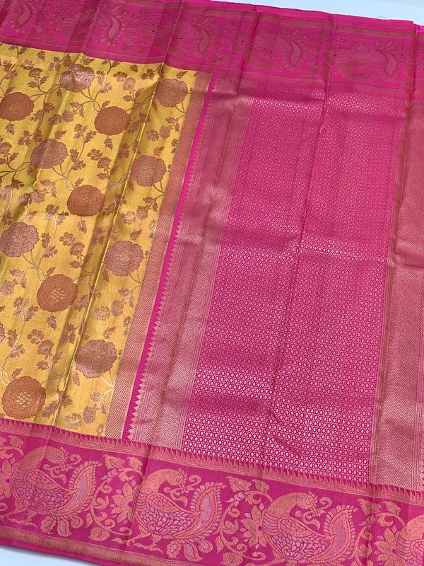 Kanjeevaram Silk Saree Mango-Yellow In Colour